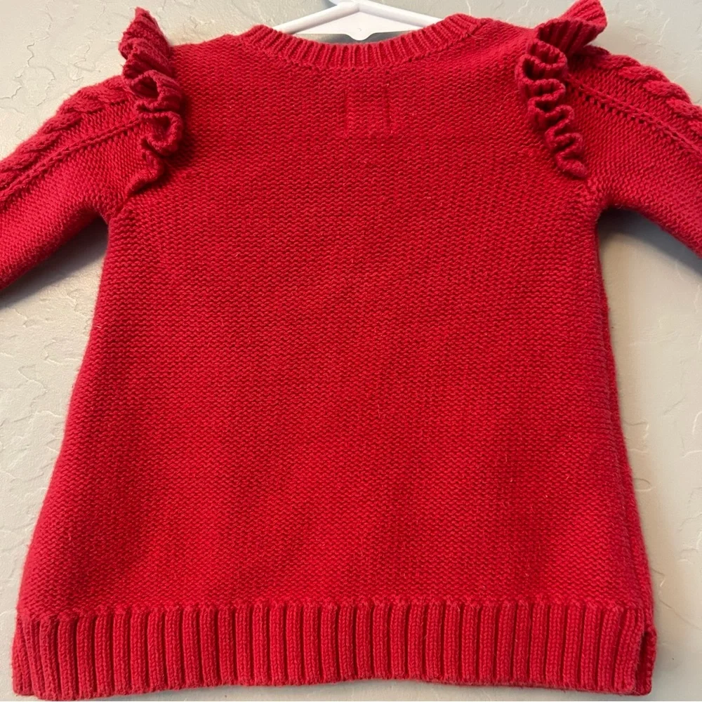 Baby Gap red cable knit sweater with ruffles size 0-3 months